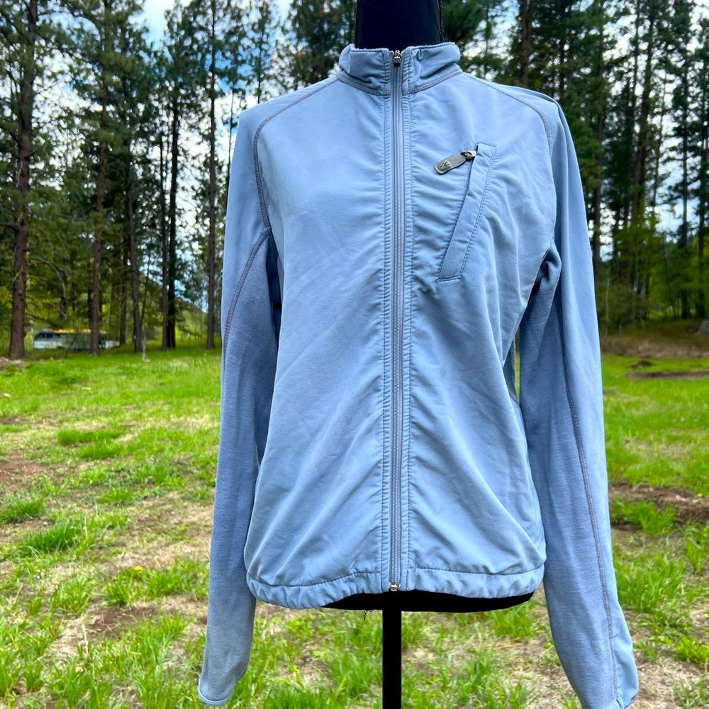 Womens IBEX zip front periwinkle grey jacket